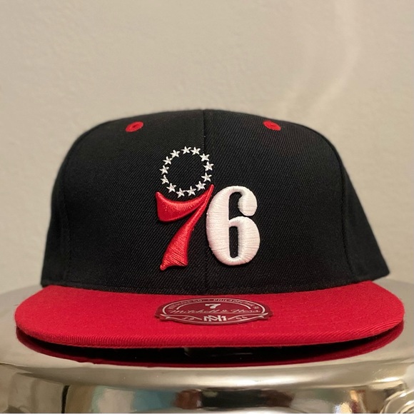 🔔 Philadelphia 76ers Red & Black Wool Fitted - Picture 2 of 8